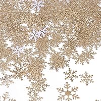 500 Pieces Snowflakes DIY Confetti for Winter Wonderland Frozen Party Table Decorations, Christmas DIY Craft(Gold)