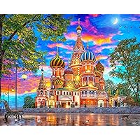 Majestic by Springbok - Sunset at Basil's - 1000 Piece Jigsaw Puzzle Illustration of St Basil's Cathedral at Sunset