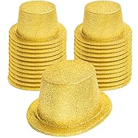 Hillban 24 Pcs Glitter Top Hat Bowler Hat Costume Hats for Adults Unisex 1920s Party Glitter Hats for Masquerades Party
