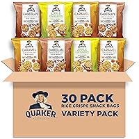 Quaker Rice Crisps, Gluten Free, 3 Flavor Sweet Variety Mix, 0.91oz Bags (Pack of 30)