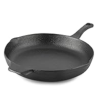 Calphalon Cast Iron Skillet, Pre-Seasoned Cookware with Large Handles and Pour Spouts, 12-Inch, Black
