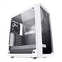 Fractal Design Meshify C - Compact Mid Tower Computer Case - Airflow/Cooling - 2X Fans Included - PSU Shroud - Modular Interior - Water-Cooling Ready - USB3.0 - Tempered Glass Side Panel - White