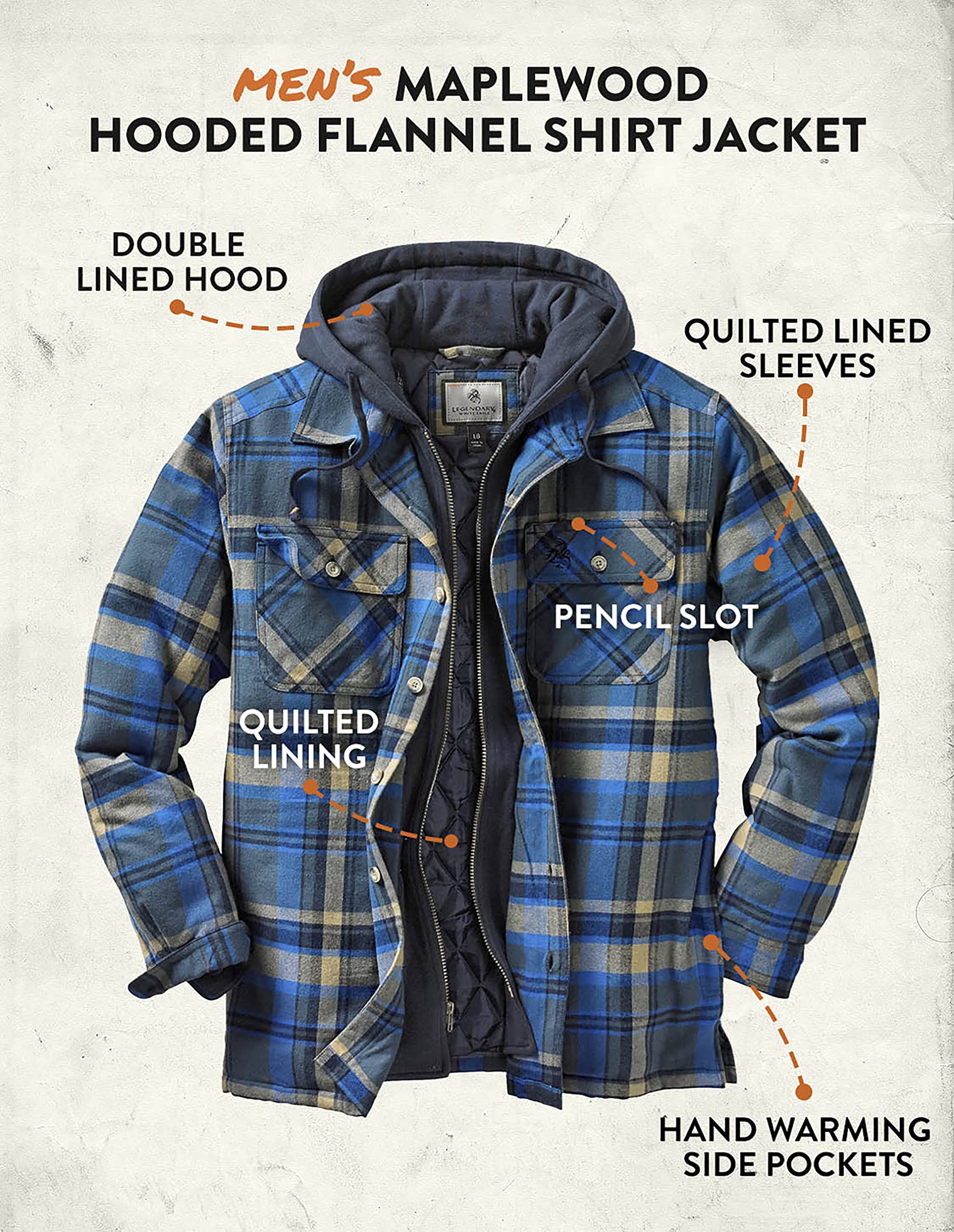 Legendary Whitetails Men's Maplewood Hooded Shirt Jacket