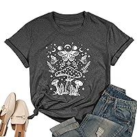Women Vintage Boho Shirt Moon Moth Flower Tops Butterfly Floral Graphic Tees Casual Short Sleeve Summer Holiday T Shirts