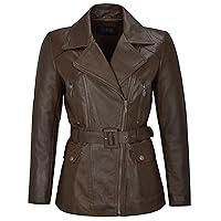 Smart Range Women's Real Lambskin Brown Leather Jacket Trench Fashion Designer Mid-Length Winter Coat
