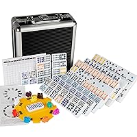 Dominoes Set for Adult, Double 15 Dominoes Set Double 15 Colored Dot Mexican Train Domino Set,Dominoes with Aluminum Case, 136 Tiles (2-10 Player)