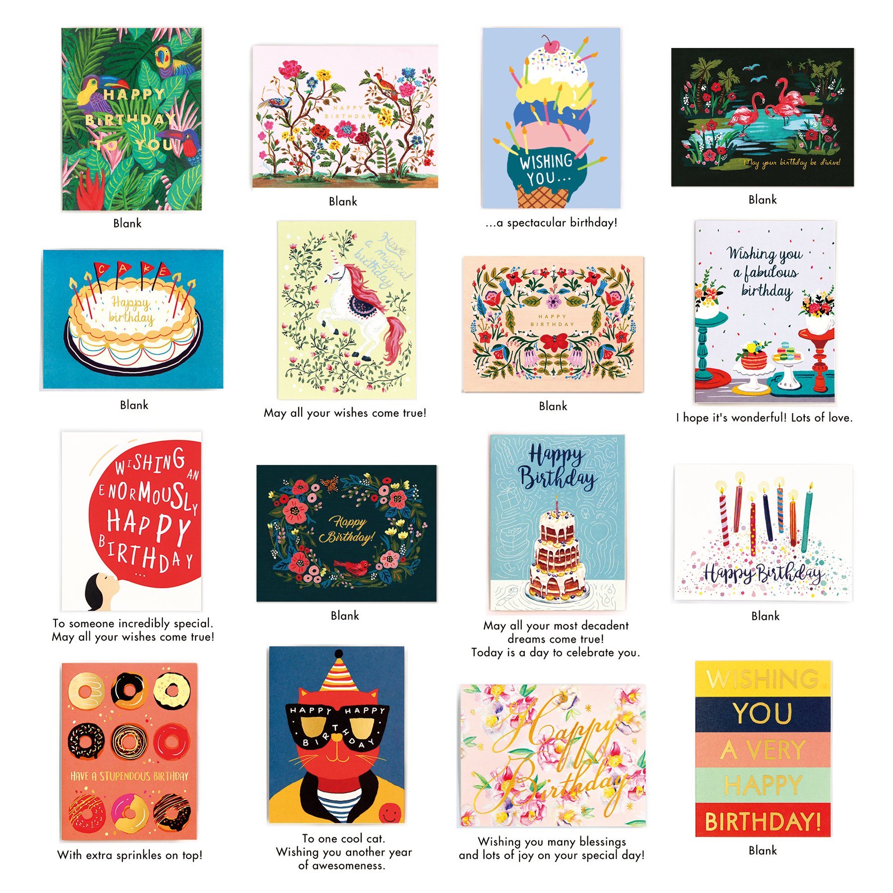 Minimalmart Birthday Cards Box Set of 32 Unique Designs Assorted Happy Birthday Premium Cards with GOLD EMBELLISHMENTS – Boxed Assortment Pack with Envelopes -Birthday Wishes Greeting Cards