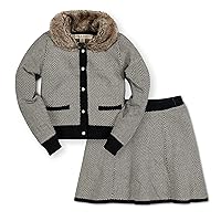 Hope & Henry Girls' Long Sleeve Cardigan and Skirt Sweater Set