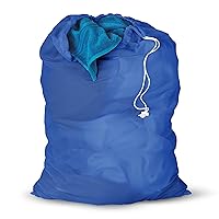 LBG-01161 Mesh Laundry Bag with Drawstring, Blue, 24-inches L x 36-Inches H