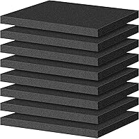 ToLanbbt Polyurethane Foam Sheets, 8P 16 x 12 x 1 Inch Cuttable Tool Box Case Foam Inserts Paddings, Black Cushion Foam Packing Pads for Case Toolbox Game Box Craft Camera Storage