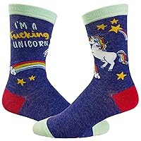 Crazy Dog T-Shirts Women's I'm A F*cking Unicorn Socks Hilarious Mythical Horse Fantasy Rainbow Novelty Footwear
