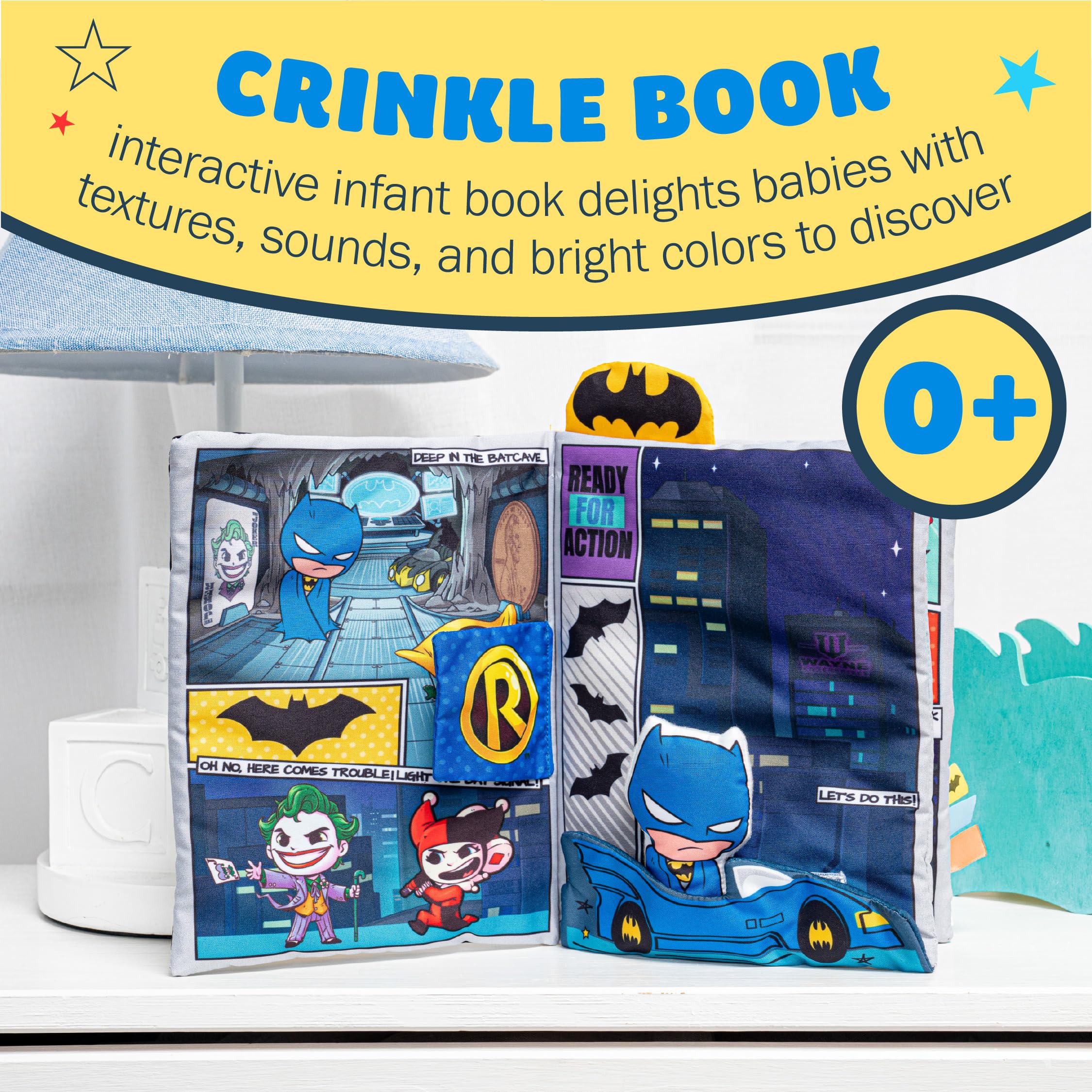 My First Comic Soft Book - Kids Preferred DC Comics The Batman Brave Little Heros Baby Crinkle Soft Sensory Book with Soft Fabric for Babies, 6.25x9 Inch