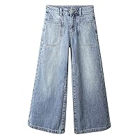 KIDSCOOL SPACE Girls Jeans, 12M-13T Wide Size Range Wide-Leg Flared Denim Pants
