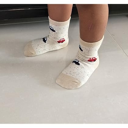 RATIVE Non Skid Anti Slip Crew Socks With Grips For Baby Infant Toddlers Kids Boys