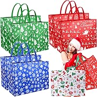 Wesnoy 36 Pcs Extra Large Christmas Gift Bags Giant Tote Bags with Handles 19.69 x 7.09 x 14.96 Inches Reusable Non Woven Jumbo Shopping Bags Xmas Treat Wrapping Bags Party Supplies (Deer)