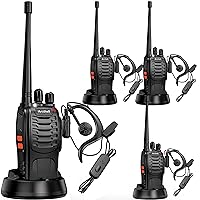 Rechargeable Long Range Two-Way Radios with Earpiece 4 Pack Arcshell AR-5 Walkie Talkies Li-ion Battery and Charger Included