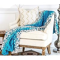 Home Must Haves Zebra Giraffe Safari Animal Print All Season Extra Soft Warm Cozy Sofa Couch Plush Premium Throw Bed Blanket (Queen, Turquoise Leopard)