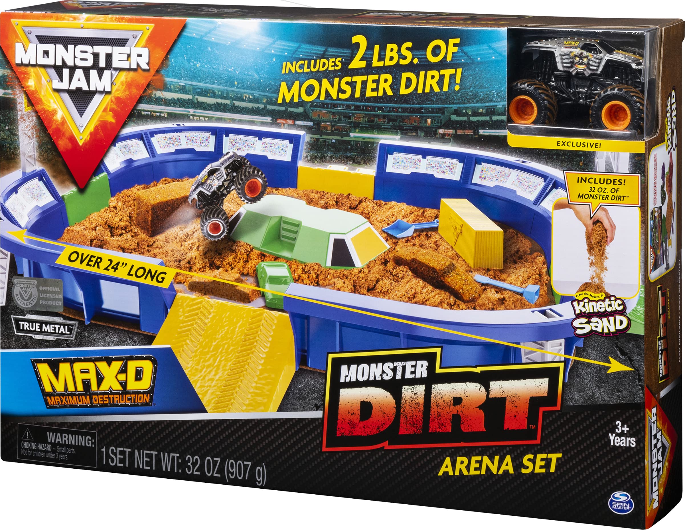 Monster Jam, Monster Dirt Arena 24-Inch Playset with 2lbs of Monster Dirt and Exclusive 1:64 Scale Die-Cast Monster Jam Truck