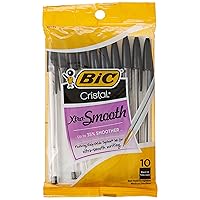 BIC Cristal Stic Medium Ball Pen, Black 10 ea (Pack of 2)