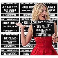 40 Unique Crimes on 20 Bachelorette Party Mugshot Signs! Game and Activity instructions included! These Photobooth Props are also a great idea for Birthdays, Girls Night Out, Stagettes and NYE!