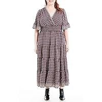 Max Studio Women's Plus Size Crepe Bell Sleeve Smocked Waist Maxi Dress