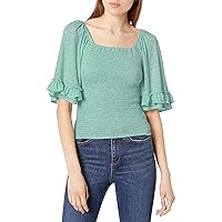 Jessica Simpson Women's Sylvia Butterfly Elbow Sleeve Smocked Top