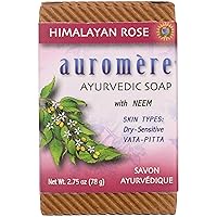 Auromere Ayurvedic Bar Soap, Himalayan Rose - Eco Friendly, Handmade, Vegan, Cruelty Free, Natural, Non GMO (2.75 oz), 1 pack