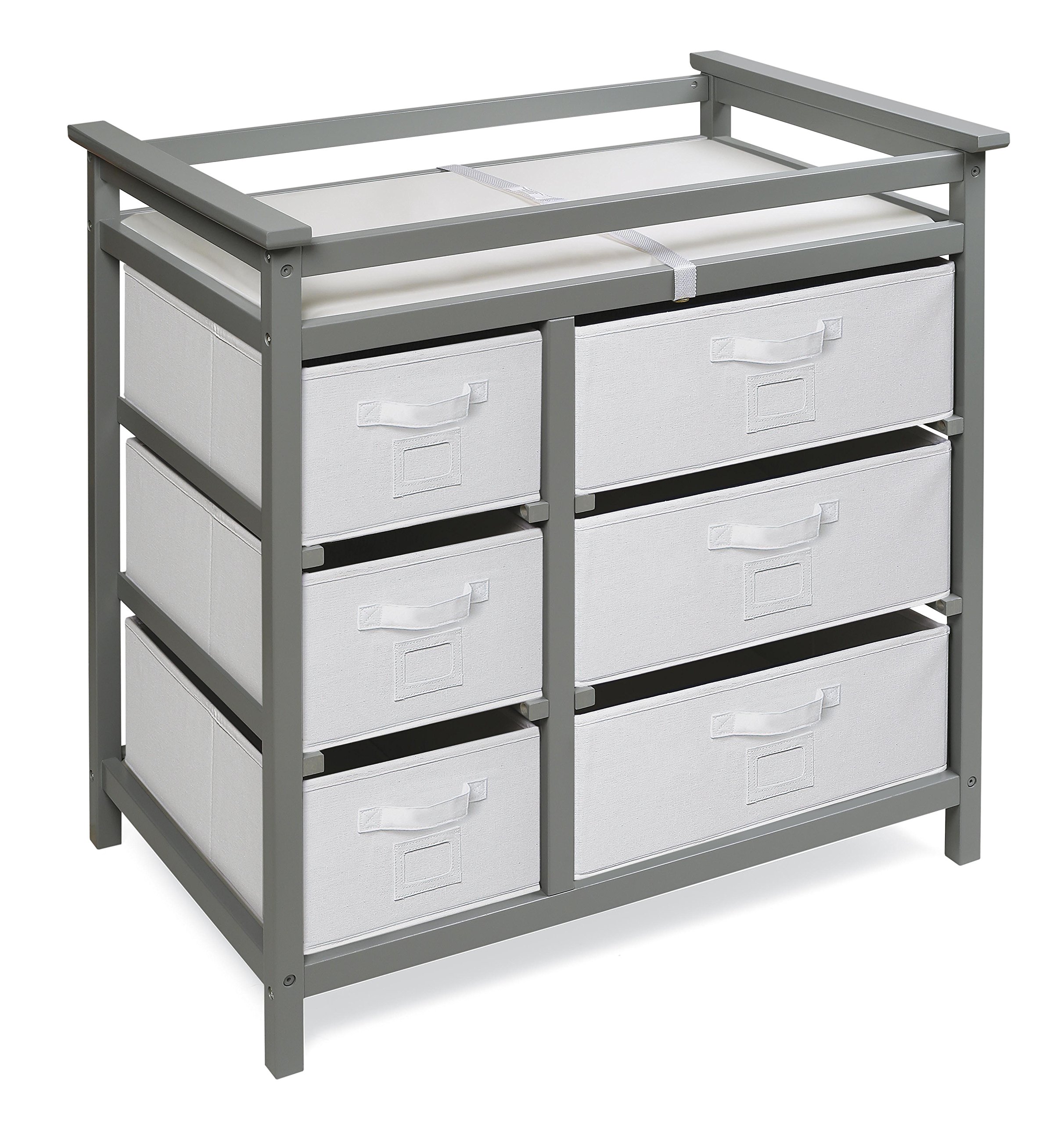 Modern Baby Changing Table with 6 Storage Baskets and Pad