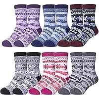 Kids Wool Socks Toddler Warm Thick Wool Hiking Thermal Cozy Boot Crew Socks for Boys Girls 6-Pack