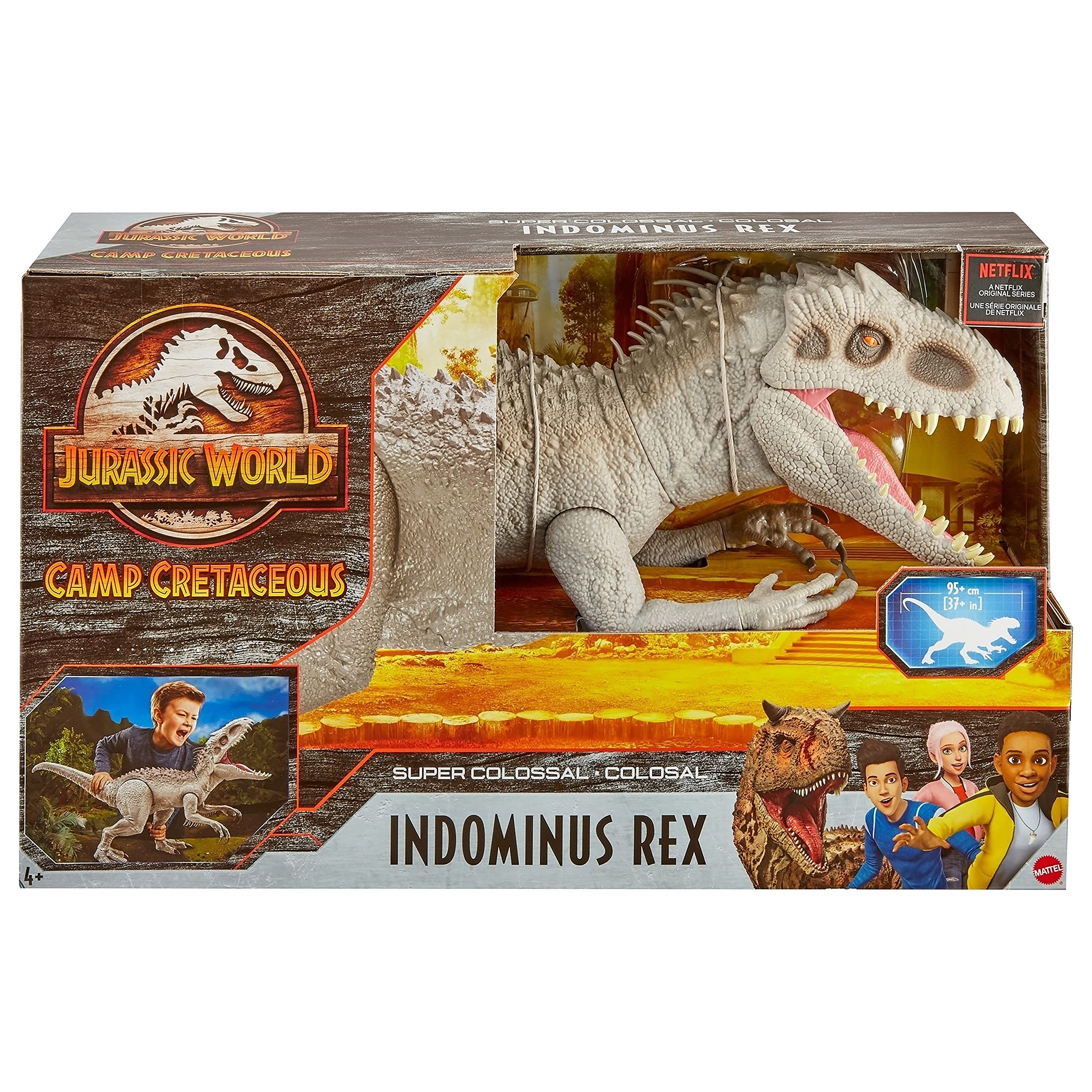 Jurassic World Toys Camp Cretaceous Super Colossal Indominus Rex Dinosaur Toy, Action Figure At 3.5 Feet Long with Eating Feature, Gifts for Kids
