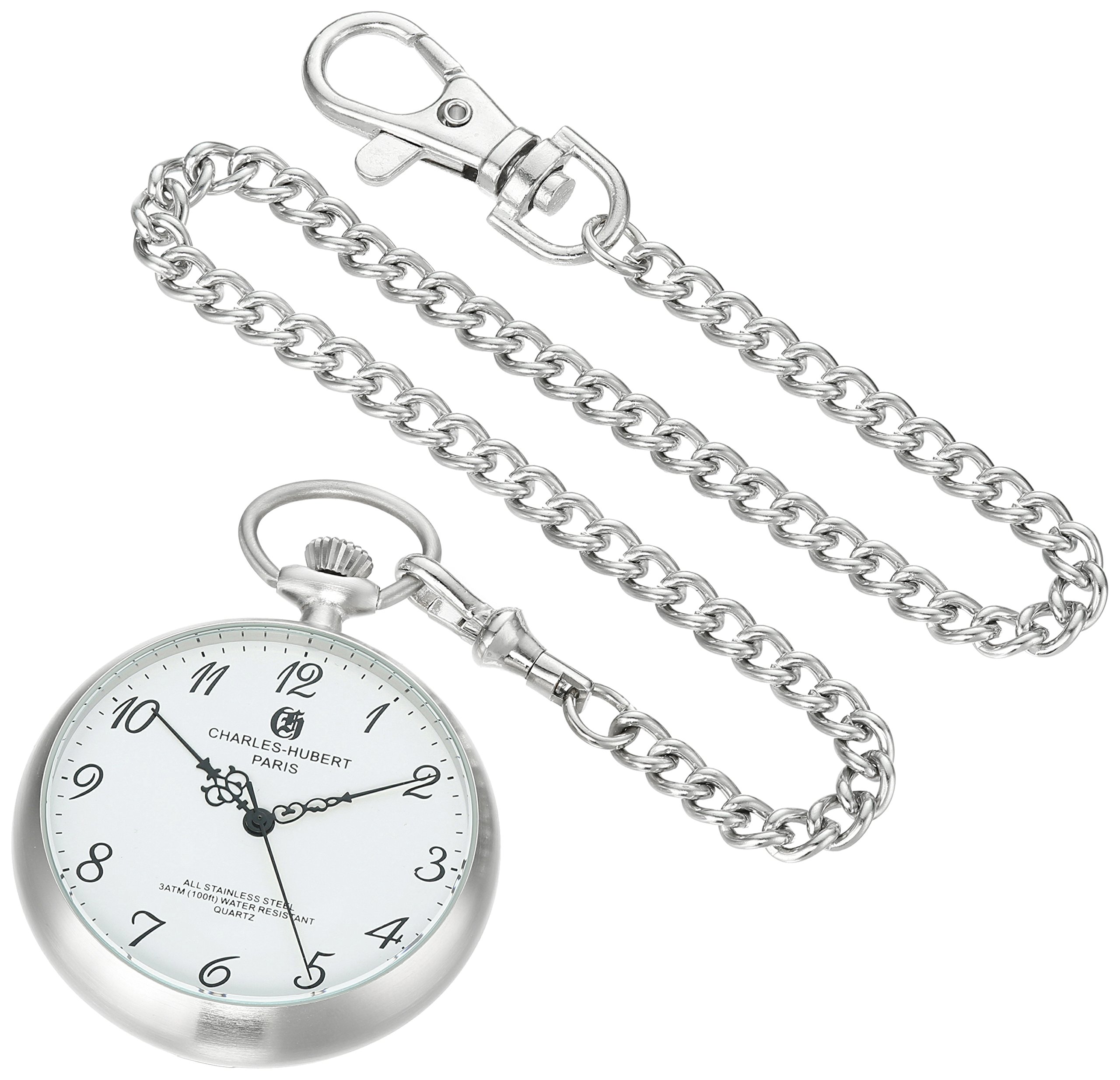 Charles-Hubert, Paris Stainless Steel Quartz Pocket Watch