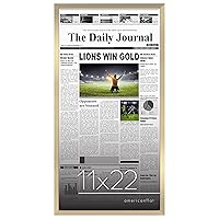 Americanflat 11x22 Newspaper Frame in Gold - Assorted Media Article Cover Frame with Plexiglass Cover and Hanging Hardware - 22x11 Front Page Newspaper Picture Frame for Wall Display