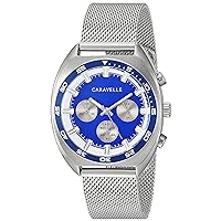 by Bulova Retro Chronograph Mens Watch, Stainless Steel , Silver-Tone (Model: 43K100)