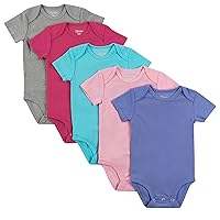Hanes Baby Bodysuits, Ultimate Flexy Short Sleeve for Boys & Girls, 5-Pack