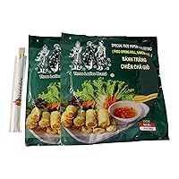 Three Ladies Brand Rice Paper Sheets for Spring Rolls, 22cm Round, [Pack of 2] with Habanerofire Chopsticks