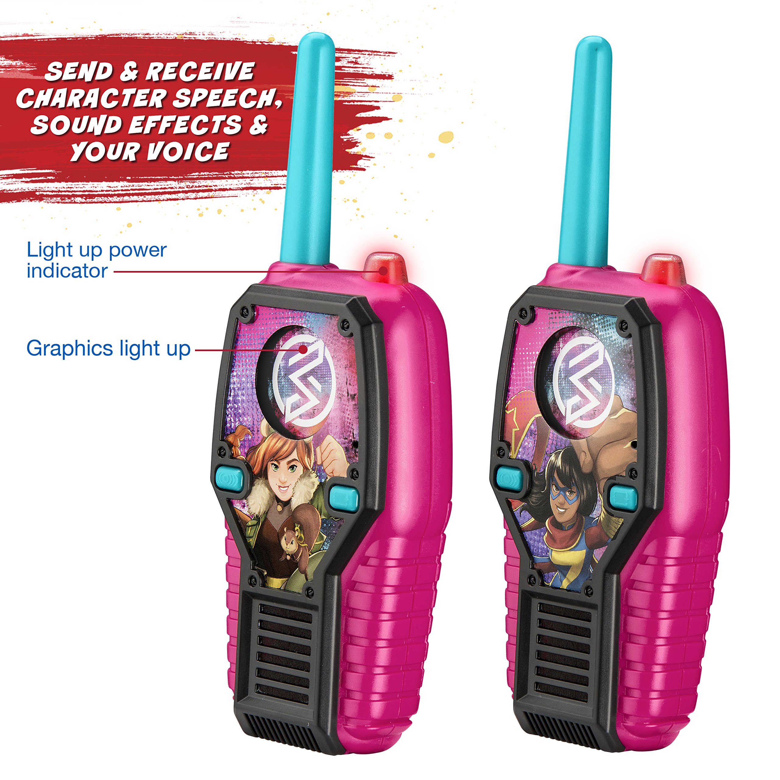 Marvel Rising FRS Walkie Talkies with Lights and Sounds Kid Friendly Easy to Use