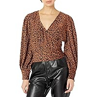 KENDALL + KYLIE Women's Wrap Top With Balloon Sleeve