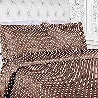 Superior Cotton Blend 600 Thread Count Duvet Cover Set, Polka Dot Design, Includes 1 Duvet Cover with Button Closure 2 Pillow Shams, Luxury Bedding, Sateen Weave, King/California King, Taupe