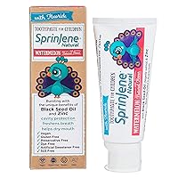 Sprinjene Watermelon Kids Toothpaste with Fluoride for Cavity Protection & Fresh Breath - Natural SLS Free Toddler Patented Toothpaste for Childrens 2 Years & Up/Preservative & Toxic Free 1 Pack