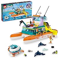 LEGO Friends Sea Rescue Boat 41734 Building Toy Set for Boys & Girls Ages 7+ Who Love The Sea, Includes 4 Mini-Dolls, a Submarine, Baby Dolphin and Toy Accessories for Ocean Life Role Play