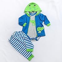 Reborn Baby Dolls Clothes for 60cm 24 inch Reborn Toddler Baby Boy Doll Frog Pattern Clothing 3 pcs Sets