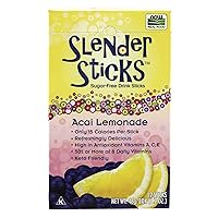 NOW Foods, Slender Sticks, Acai Lemonade, Sugar-Free Drink Sticks, 10 Calories/Stick, 12/Box