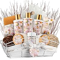 Mothers Day Spa Gift Baskets for Women, Gift Basket for Women, Bath and Body Gift Set – 13pc Coconut Caramel Self Care Gift Basket, Bubble Bath, Shampoo, Body Scrub, Lotion, Salts, Bath Bomb & More