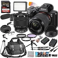 Sony a7 III Mirrorless Digital Camera 24MP w/ 28-70mmmm Lens, 64GB Extreem Speed Memory,Video Microphone, LED Video Light, Case. Tripod, Filters, & Video & Photo Editing Software Kit