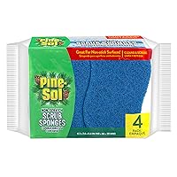 Pine-Sol Non Scratch Scrub Sponges - Double Sided Dish Scrubber Safe for Nonstick Cookware - Kitchen Essentials for Dishwashing and Cleaning, 4 Pack, Blue