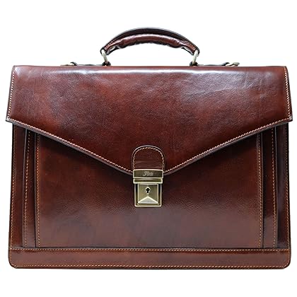 Floto Ponza Full Grain Leather Briefcase in Brown