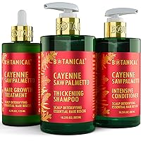 Botanical Hair Growth Lab - Hair Loss Treatment, Thickening Shampoo and Intensive Conditioner - Cayenne Saw Palmetto - Scalp Detox Hair Thinning Prevention