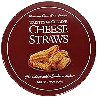 Mississippi Cheese Straw Factory Traditional Cheddar Cheese Straws in Gift Tin, 16oz (454g)