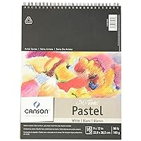 Canson Artist Series Mi-Teintes Pastel Paper, White, Wirebound Pad, 9x12 inches, 16 Sheets (98lb/160g) - Artist Paper for Adults and Students