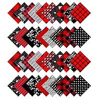 Soimoi Precut 10-inch Check Prints Cotton Fabric Bundle Quilting Squares Charm Pack DIY Patchwork Sewing Craft- Red